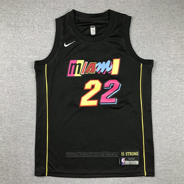Camiseta Nino Miami Heat Jimmy Butler #22 2021-22 Ciudad Negro
